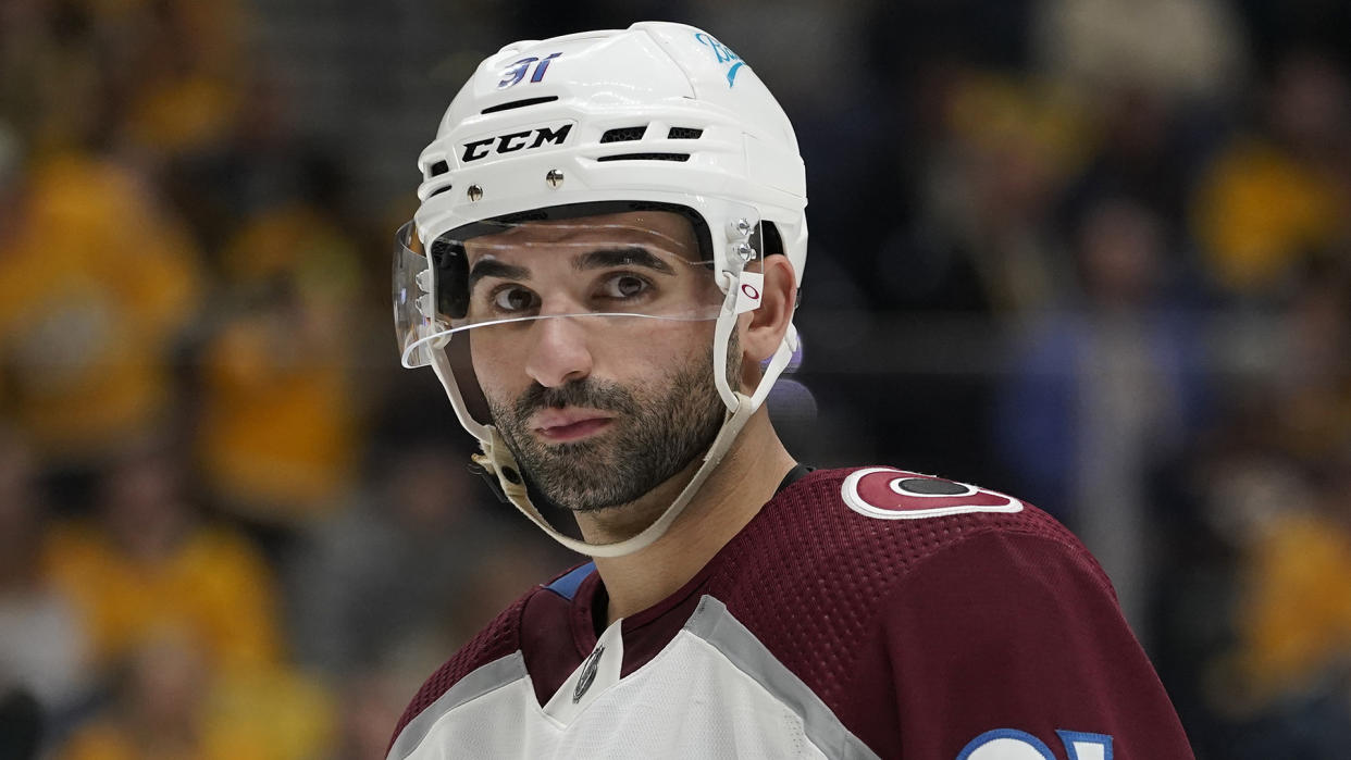 Colorado Avalanche centre Nazem Kadri has been the target of racist attacks due to his collision with Jordan Binnington. (AP Photo/Mark Humphrey)