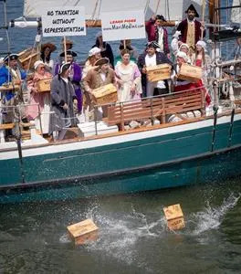 &quot;No taxation without representation! Down with 280E!&quot; MariMed, a leading Multi-State Operator in the legal cannabis industry, reenacts the Boston Tea Party to protest the federal government&#39;s unfair tax scheme levied against all legal cannabis companies in the United States.