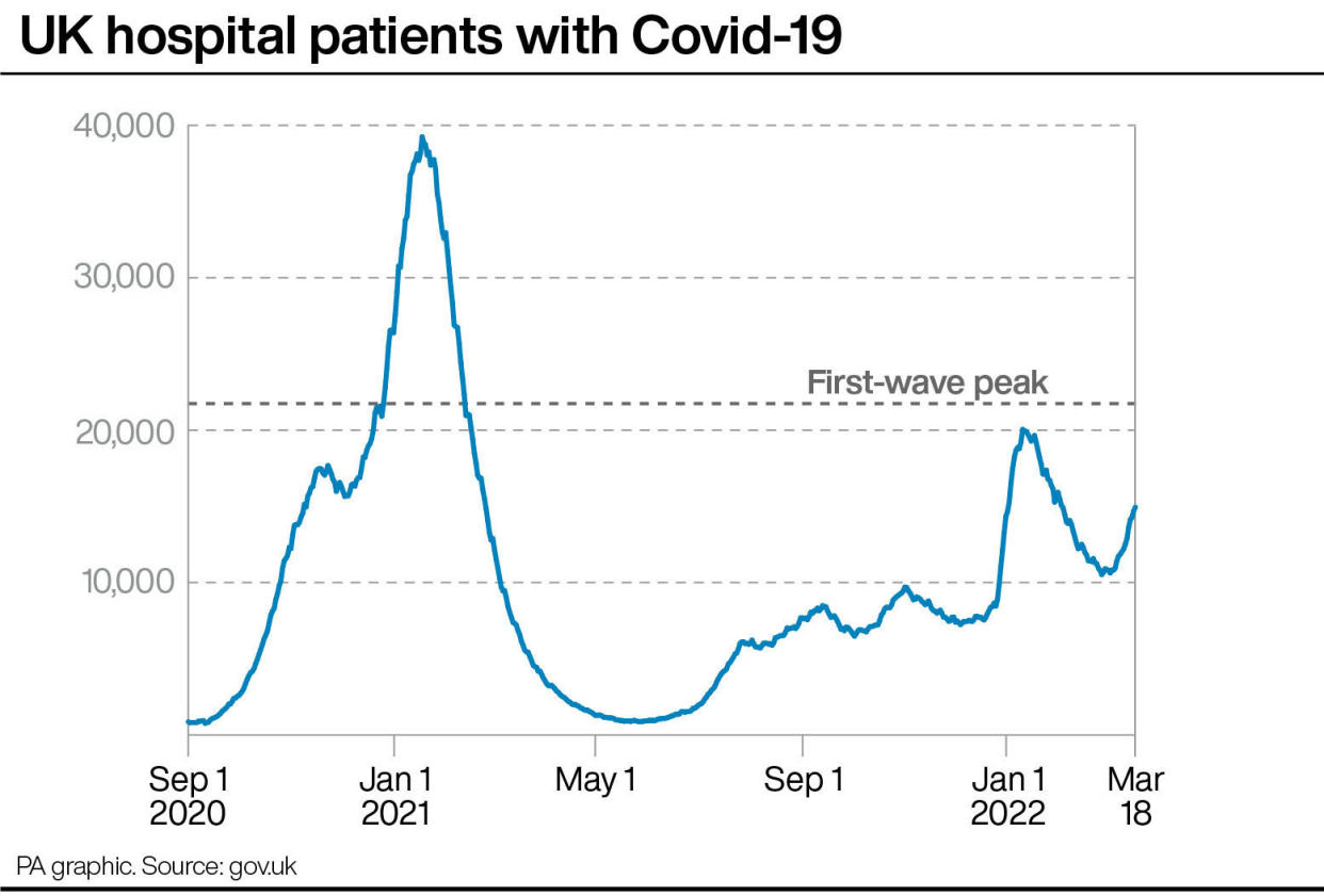 UK hospital patients with Covid-19. (PA)