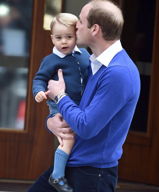 Prince George and dad William. Photo: Getty.