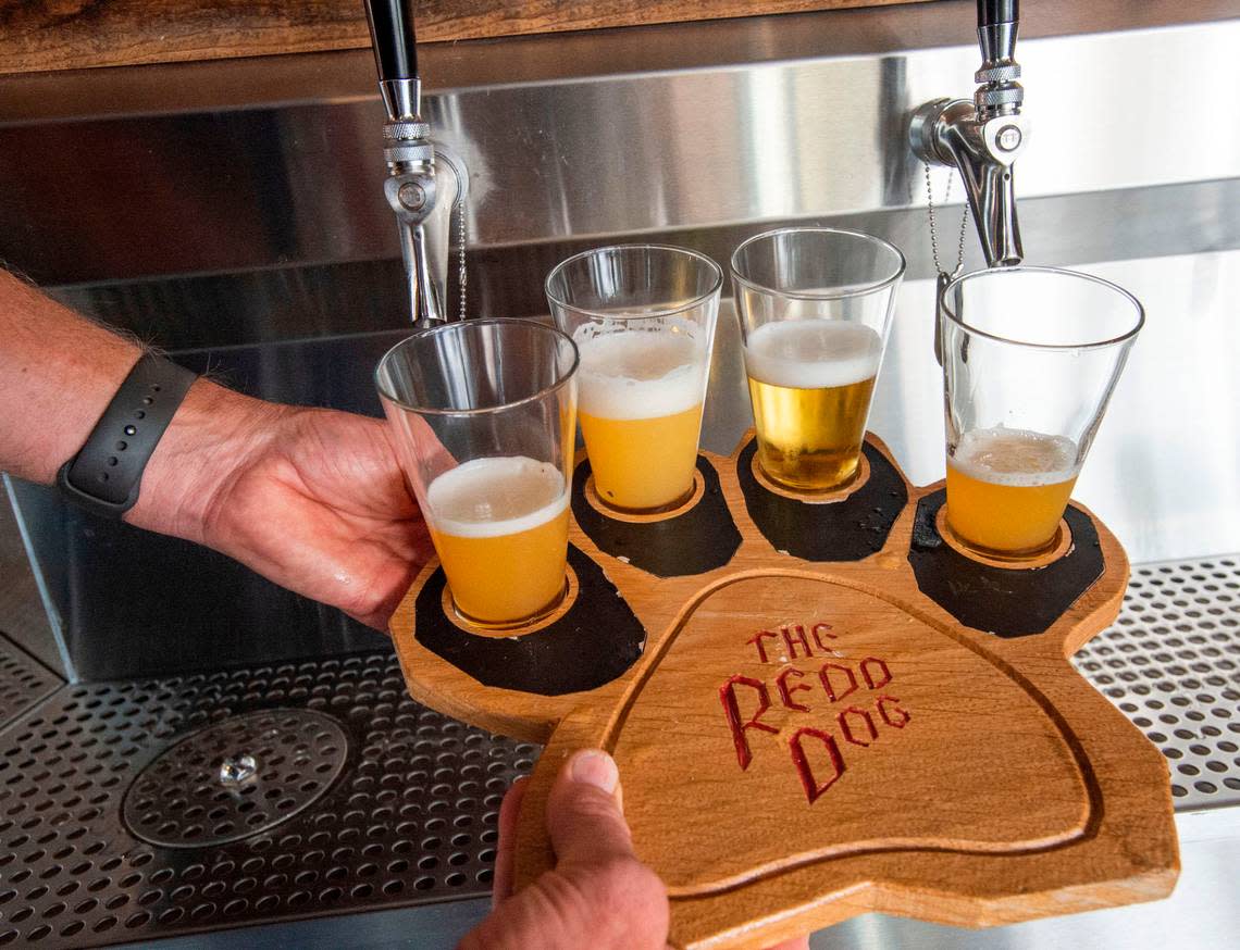 The Redd Dog’s beer wall allows you to pay for precisely the amount of liquid that goes into your glass, allowing for customizable tasting flights.