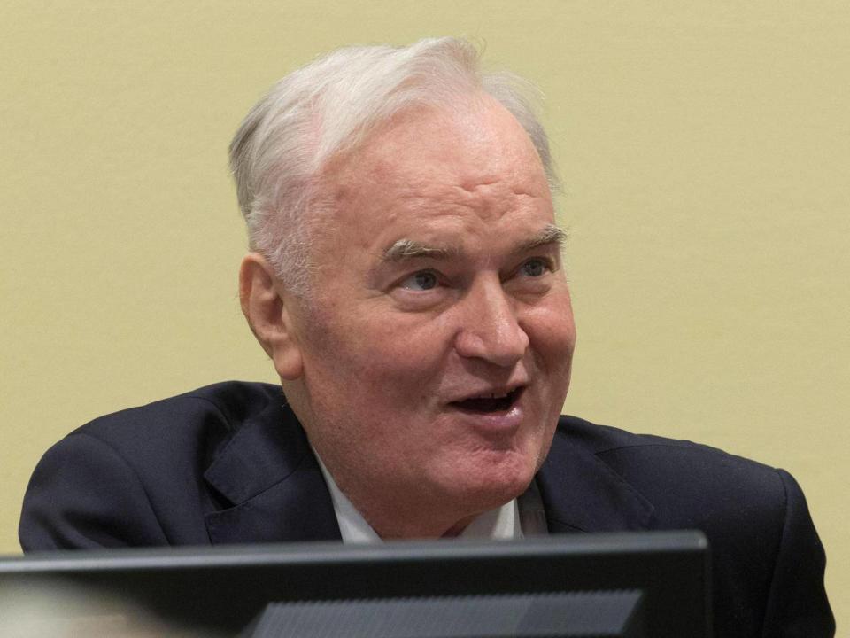 Ratko Mladic, 74, was found guilty of commanding atrocities during Bosnia’s devastating 1992-95 war (Getty)