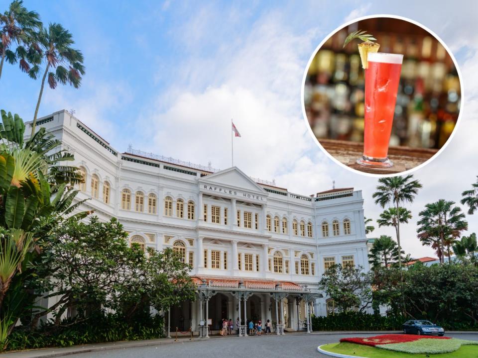 The Singapore sling was created at the Long Bar at the Raffle Hotel in Singapore.