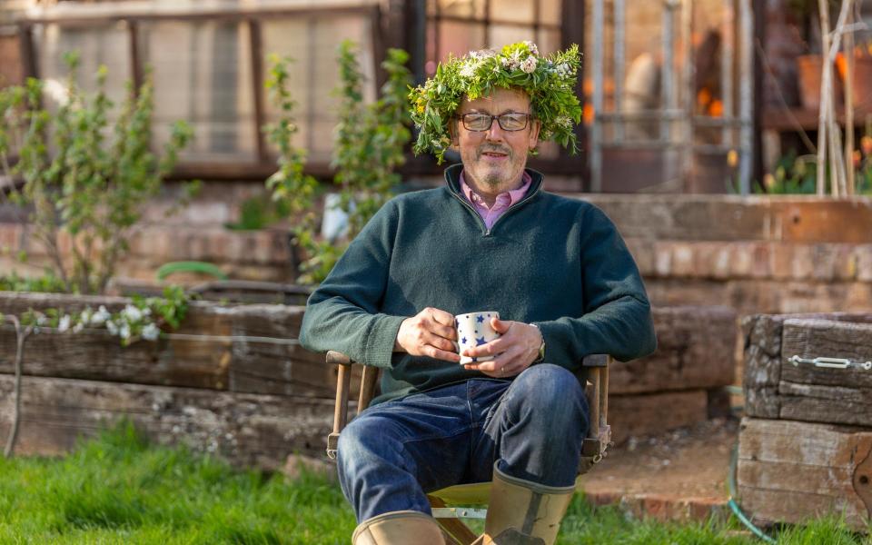 Connolly's 'meaningful' crown made from sage, thyme, rosemary, lily of the valley and dandelion  - Andrew Spicer 