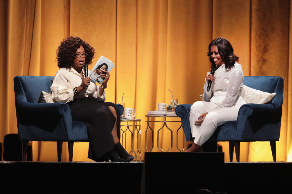 The former First Lady was interviewed about her memoir by the legendary broadcaster in 2018. (Getty Images)