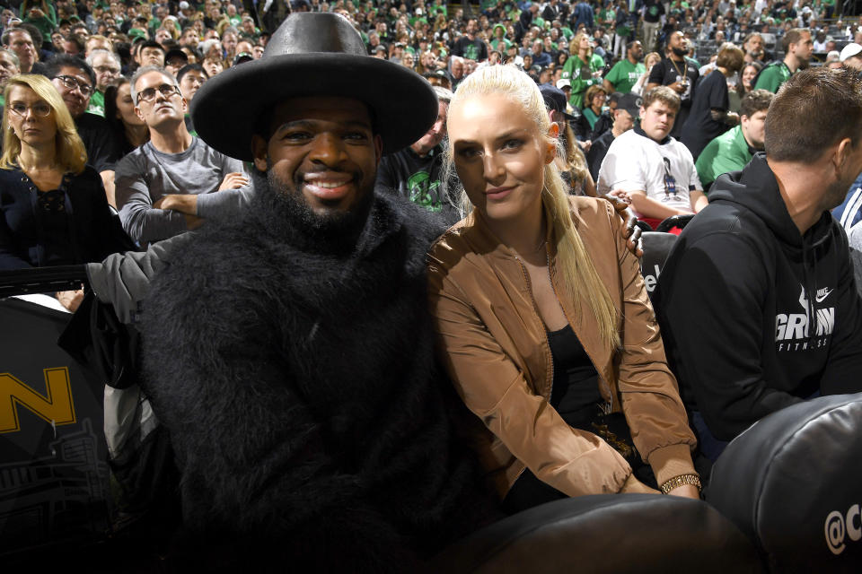 P.K. Subban and Lindsey Vonn were seen together at Game 7 of the Easter Conference Finals. (Photo by Brian Babineau/NBAE via Getty Images)