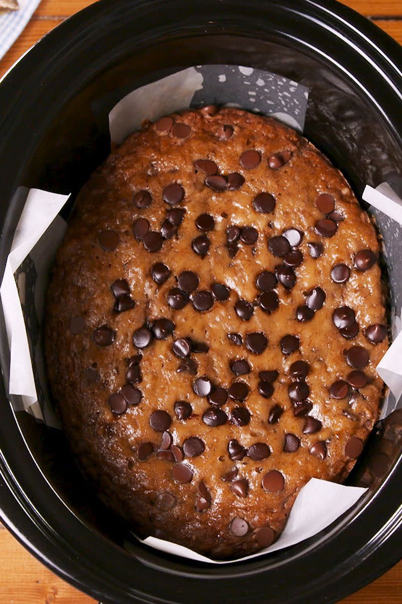 <p>It was a BIG day for us when we realised we could make dessert in our slow cooker. It started with this killer <a href="https://www.delish.com/uk/cooking/recipes/a29029830/slow-cooker-chocolate-chip-cookie-recipe/" rel="nofollow noopener" target="_blank" data-ylk="slk:slow cooker chocolate chip cookie;elm:context_link;itc:0;sec:content-canvas" class="link ">slow cooker chocolate chip cookie</a>, and since then we've never looked back. </p><p>Get the <a href="https://www.delish.com/uk/cooking/recipes/a31774549/crock-pot-banana-bread/" rel="nofollow noopener" target="_blank" data-ylk="slk:Slow Cooker Banana Bread;elm:context_link;itc:0;sec:content-canvas" class="link ">Slow Cooker Banana Bread</a> recipe.</p>