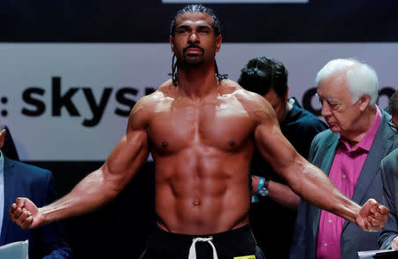 FILE PHOTO: Boxing - Tony Bellew & David Haye Weigh-In - Indigo at The O2, London, Britain - May 4, 2018 David Haye during the weigh in Action Images via Reuters/Andrew Couldridge/File Photo