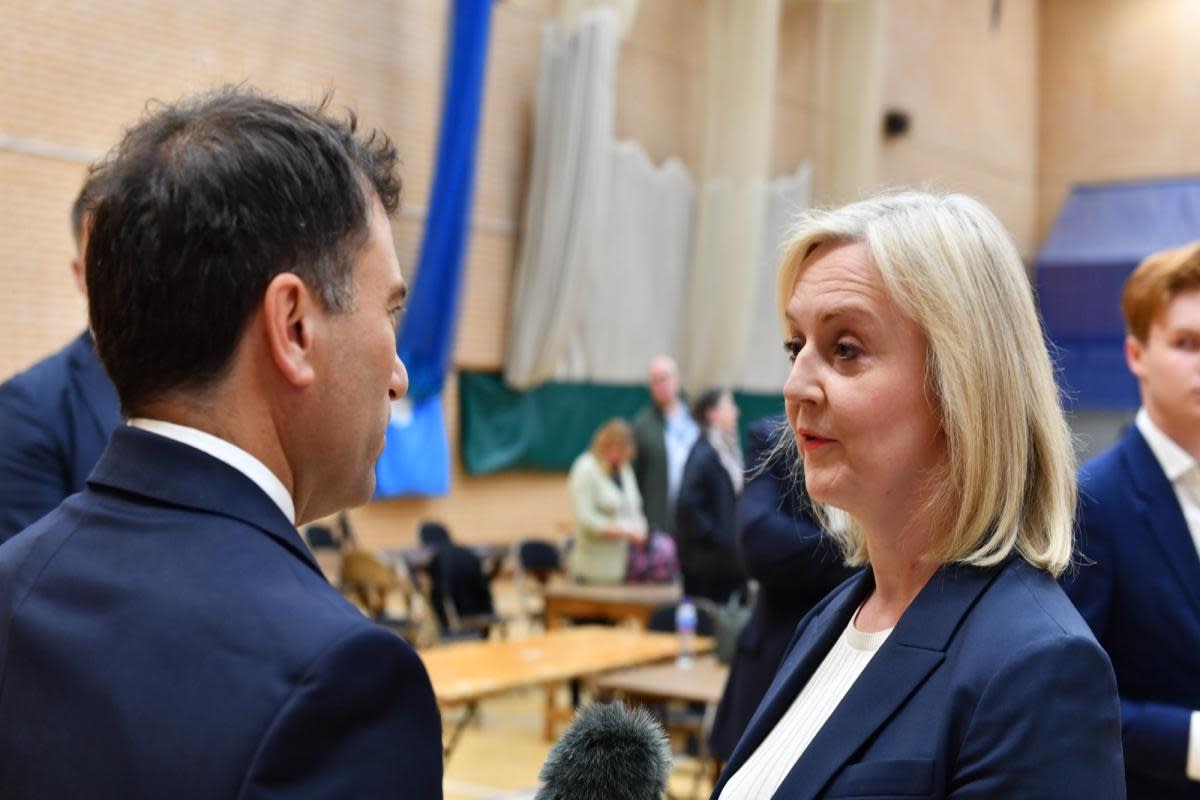 Liz Truss speaks briefly to the BBC after losing the South West Norfolk seat <i>(Image: Chris Bishop)</i>