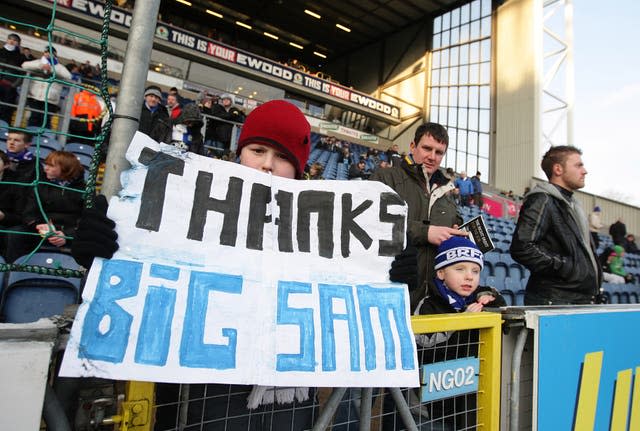 Allardyce kept Blackburn in the Premier League but they were relegated the season after he left the club (Dave Thompson/PA)