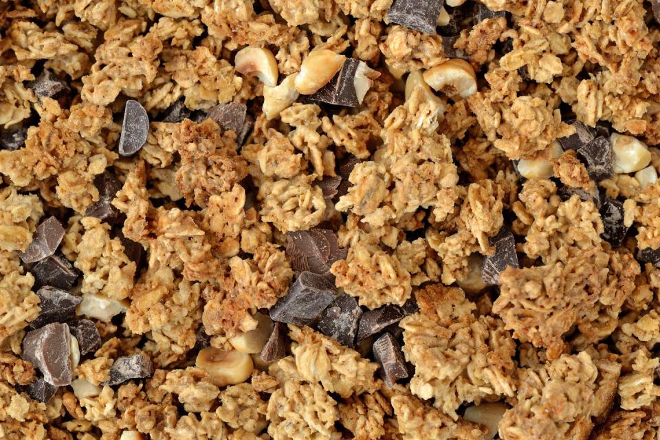 tray of granola for good housekeeping's best high calorie snacks