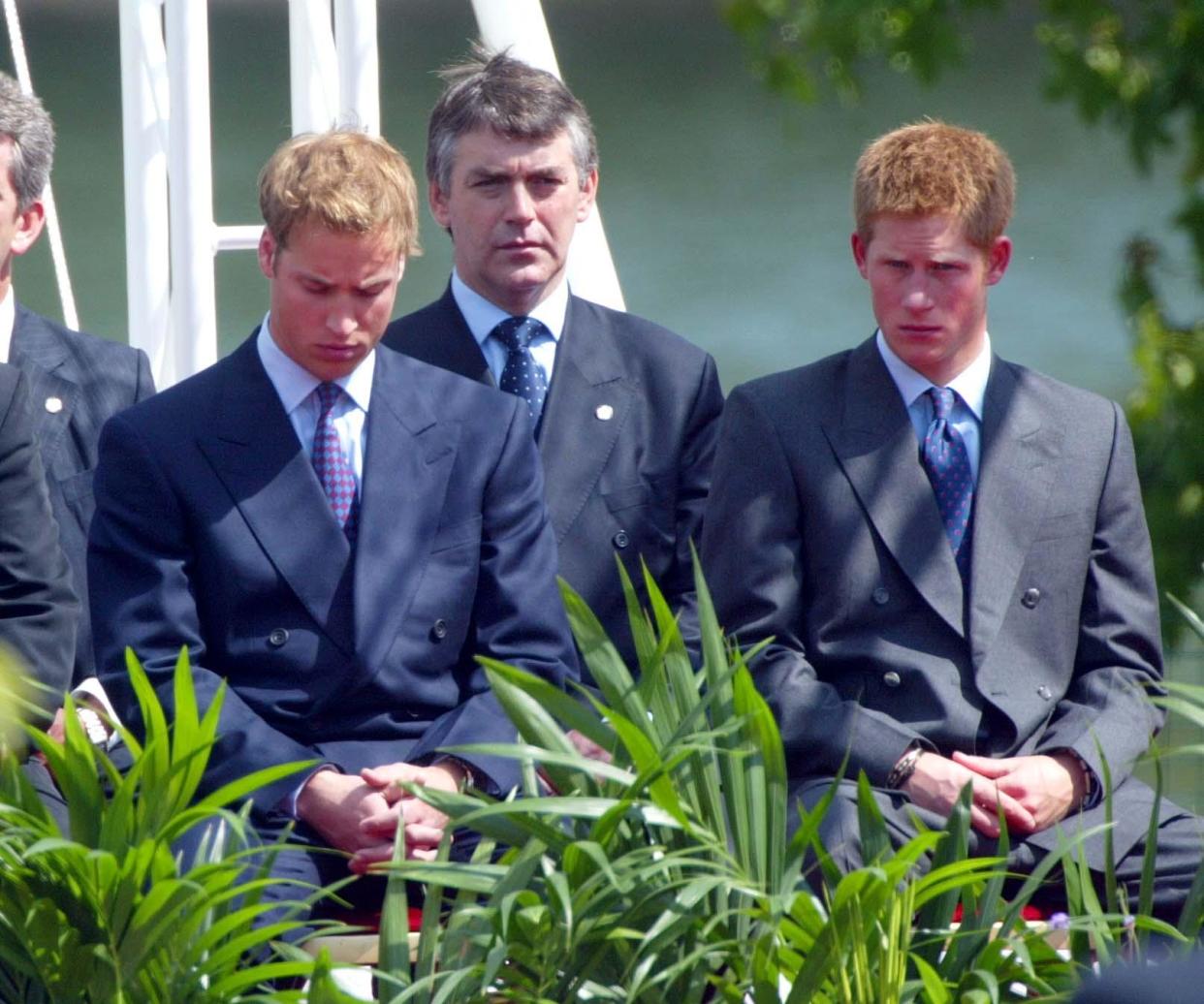 William and Harry at the opening of the Princess of Wales Memorial Fountain at Hyde Park in 2004: Associated Newspapers