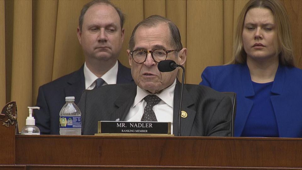 PHOTO: Rep.  Jerry Nadler, D-N.Y., speaks during a House Judiciary Committee hearing on the Justice Department, June 4, 2024, on Capitol Hill in Washington.  (POOL/ABC News)