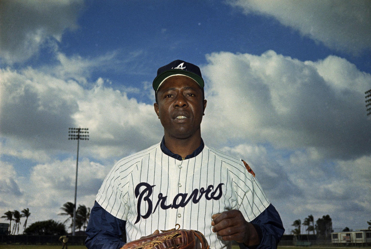 Hank Aaron of Atlanta Braves is shown in an undated photo. (AP Photo)