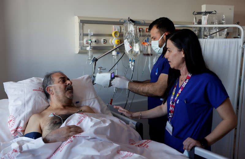 Turkey earthquake survivor Huseyin Berber at Mersin City hospital