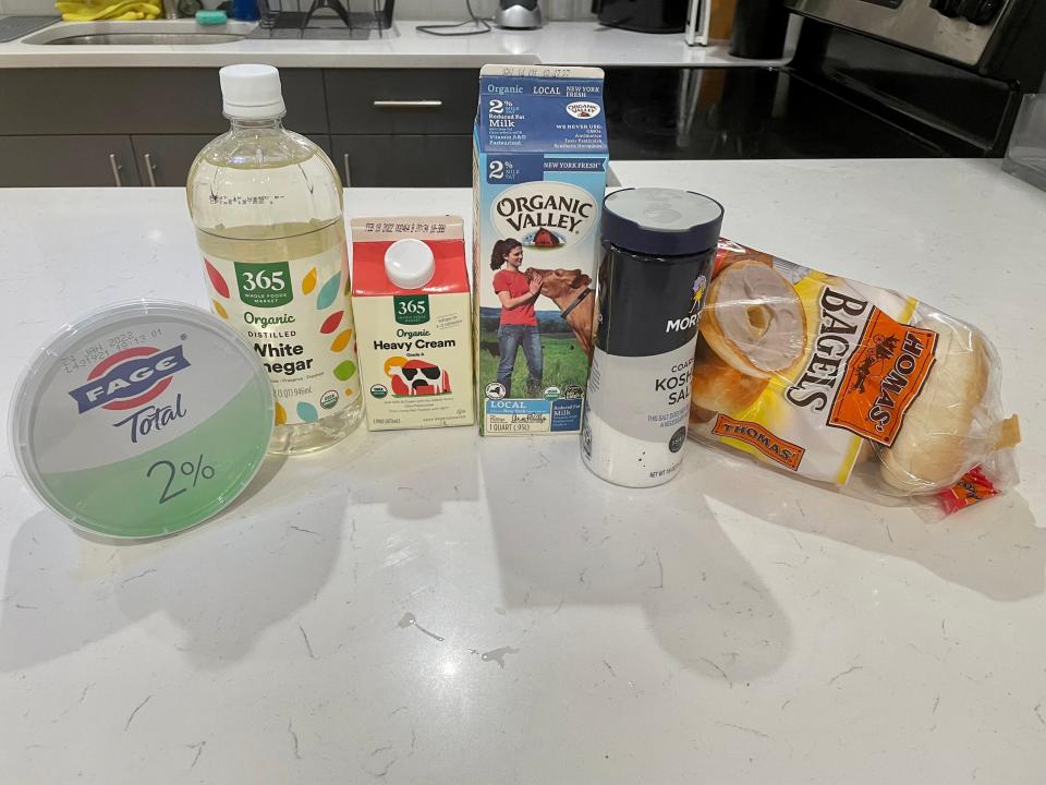 Ingredients for Bon Appetit's cream cheese recipe