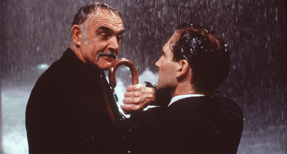 Sean Connery and Ralph Fiennes in 1998's The Avengers. (Getty Images) 