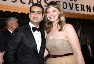 <p>The <em>Big Sick</em> duo toasted their nomination at the Governors Ball. (Photo: Kevork Djansezian/Getty Images) </p>