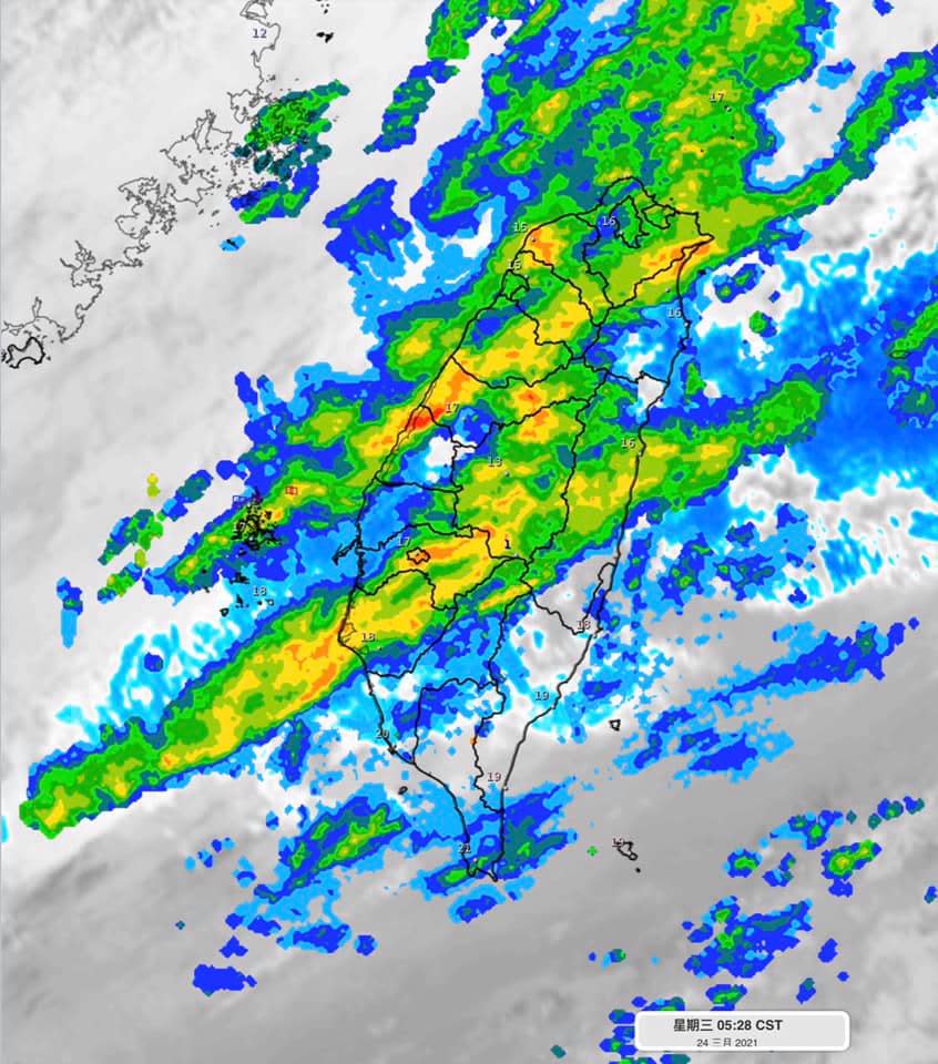 全台皆有雨。（圖／中央氣象局）