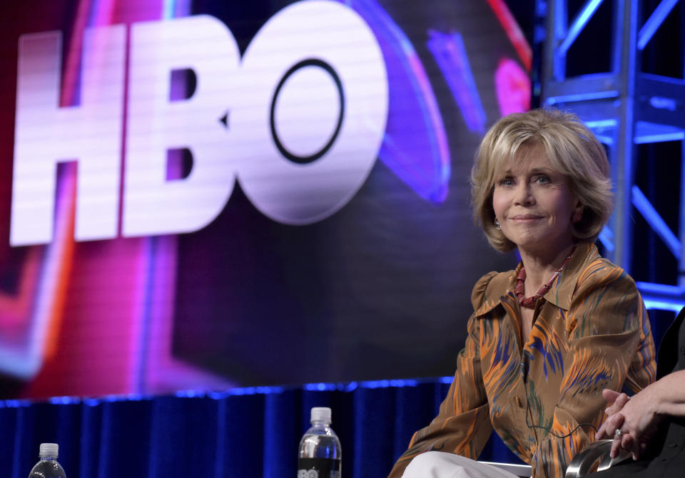 Jane Fonda participates in the "Jane Fonda in Five Acts" panel during the HBO Television Critics Association Summer Press Tour at The Beverly Hilton hotel on Wednesday, July 25, 2018, in Beverly Hills, Calif. (Photo by Richard Shotwell/Invision/AP)