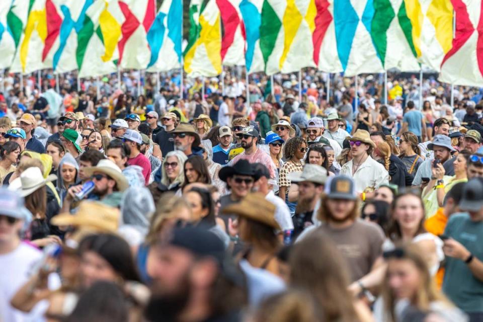 Fans listen as Flatland Cavalry performs during the Railbird Music Festival at Red Mile in Lexington on Saturday.