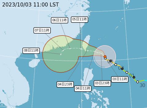 小犬最新路徑預測。（圖／中央氣象署）