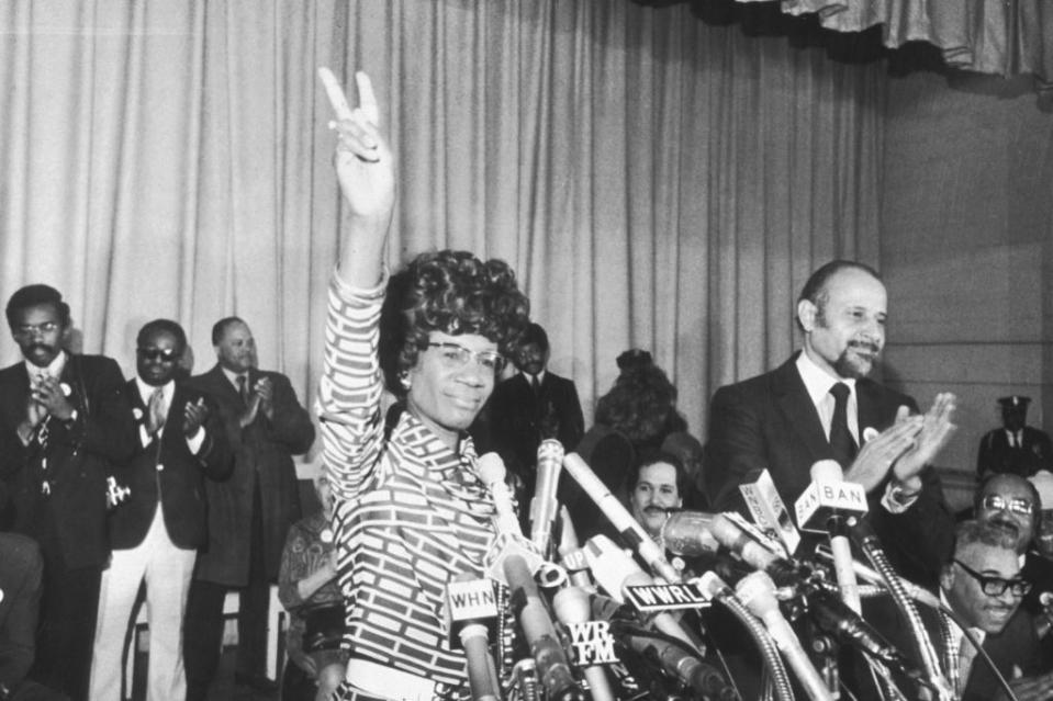 U.S. Representative Shirley Chisholm of Brooklyn announces she's running to be the Democratic presidential nominee at the Concord Baptist Church in Brooklyn, New York, January 25, 1972.<span class="copyright">Don Hogan Charles/New York Times Co.—Getty Images</span>