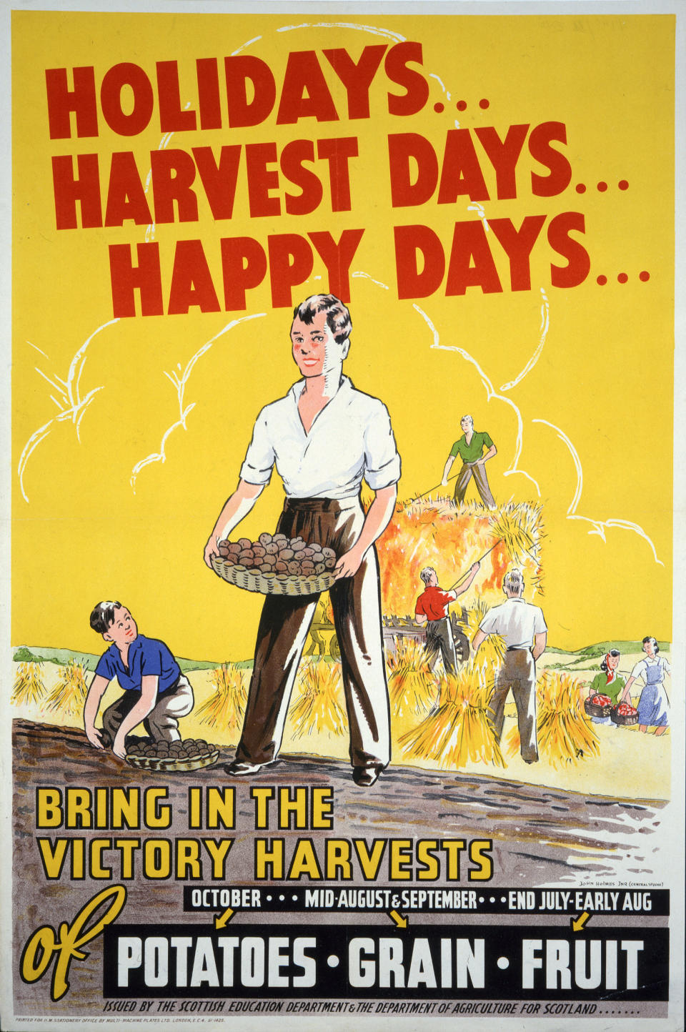 UNITED KINGDOM - MAY 10:  Holidays, harvest days, happy days WWII poster  (Photo by The National Archives/SSPL/Getty Images)