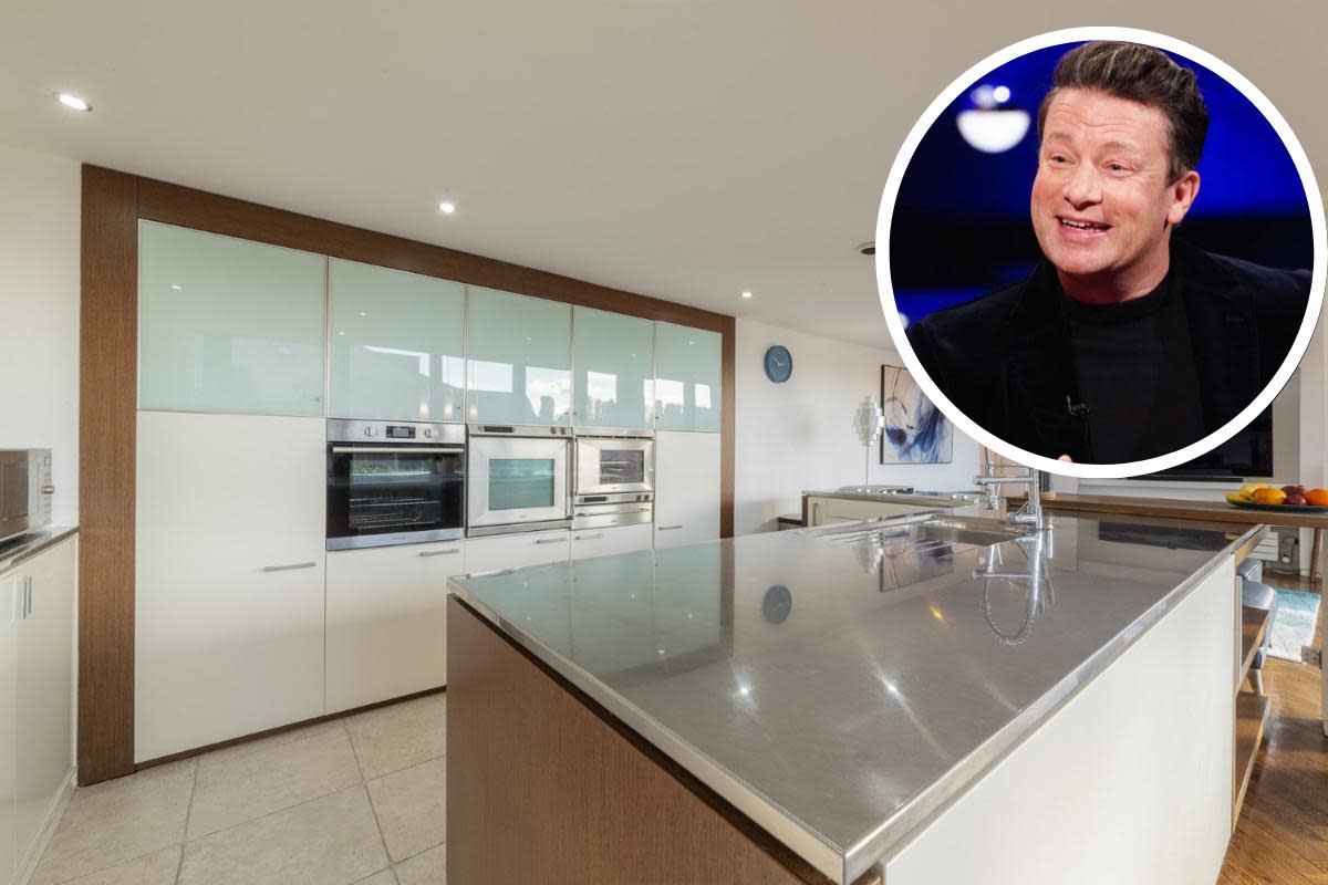 The property at 33 West Chapelton Avenue comes with a trendy Porcelanosa kitchen shipped directly from the Naked Chef's London studio, where it had been used for filming <i>(Image: Corum)</i>