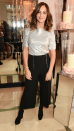 <p> If you're bored of jeans, then a pair of chic black trousers can add some variety to your wardrobe.  Woodall attended an event, in aid of the Silent No More Gynaecological Cancer Fund and Cancer Research UK at Claridge's Hotel in London in 2016, in a wide-legged, cropped pair that featured zip detailing. She paired them with a - you guessed it - sparkly silver top. </p>