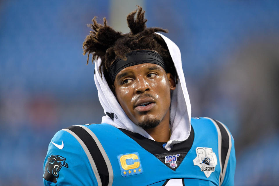 Whether Cam Newton returns to the Panthers will largely depend on his health. (Grant Halverson/Getty Images)