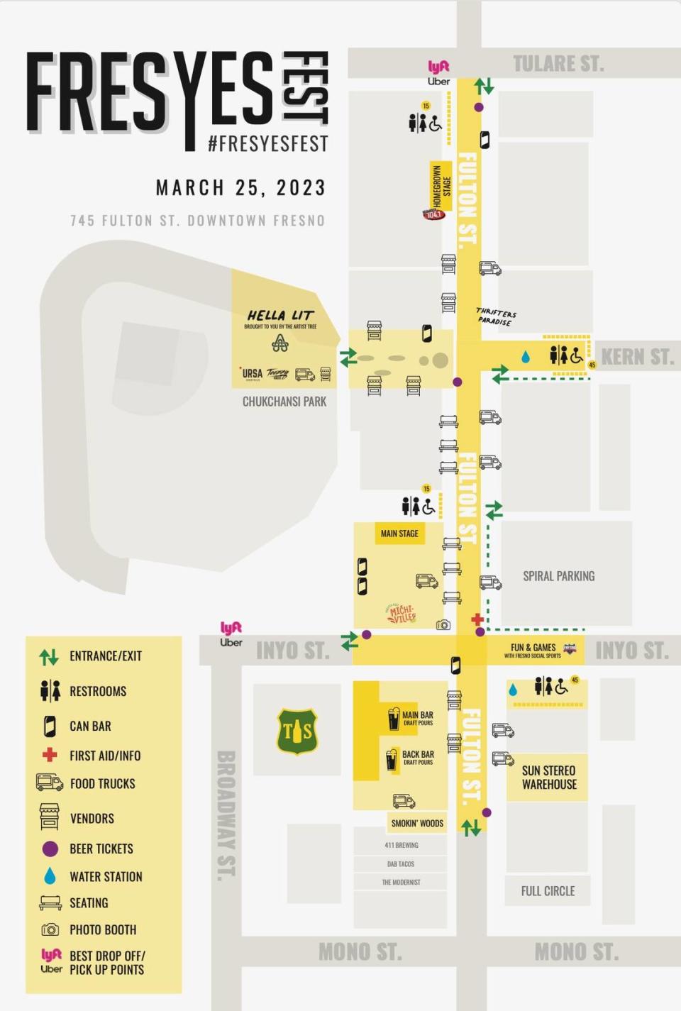 A map of this year’s FresYes Fest.