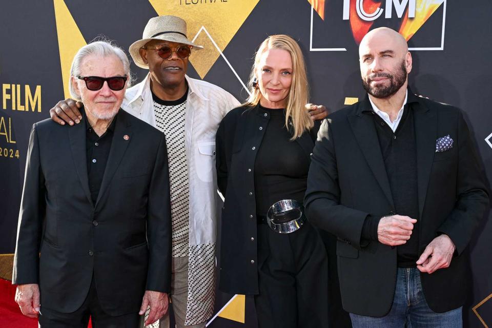 <p>Gilbert Flores/Variety via Getty</p> Harvey Keitel, Samuel L. Jackson, Uma Thurman and John Travolta on April 18, 2024 in Los Angeles, California. 