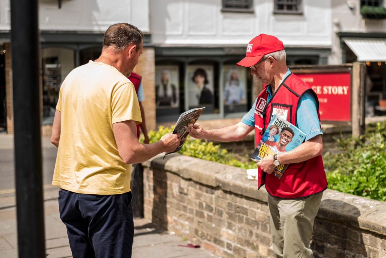 The Archbishop of Canterbury who has taken to the streets to get a taste of life as a Big Issue vendor (PA)