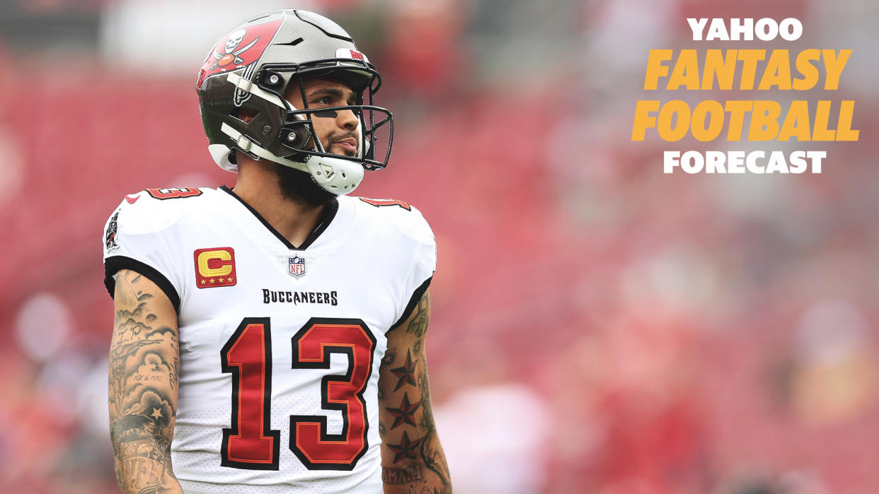 Transitioning from Tom Brady to either Baker Mayfield or Kyle Trask will surely be a downgrade for Mike Evans and the rest of the Tampa Bay Buccaneers WR corps. (Photo by Mike Ehrmann/Getty Images)