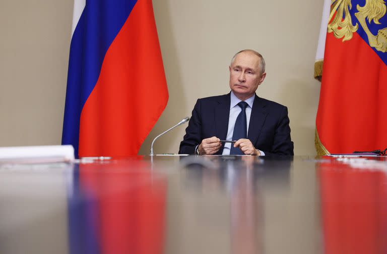 El presidente ruso, Vladimir Putin, en Novo-Ogaryovo, en las afueras de Moscú. (Gavriil GRIGOROV / POOL / AFP)