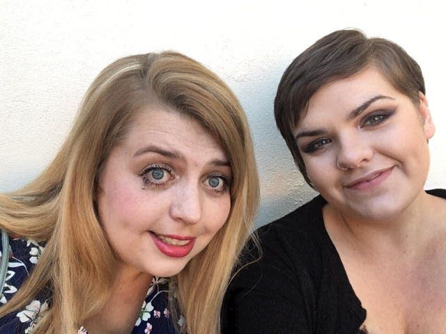 Rebecca Mack (left), 29, with friend Sarah Bredin-Kemp