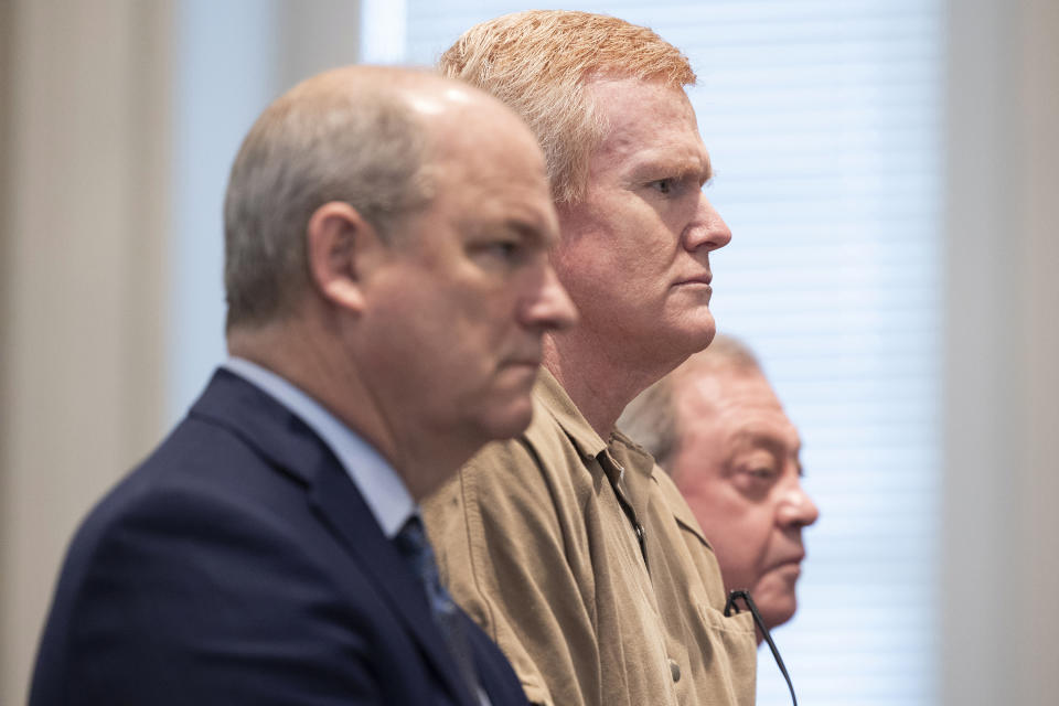 Alex Murdaugh is sentenced to two consecutive life sentences for the murder of his wife and son by Judge Clifton Newman at the Colleton County Courthouse in Walterboro, S.C., on Friday, March 3, 2023. (Joshua Boucher/The State via AP, Pool)