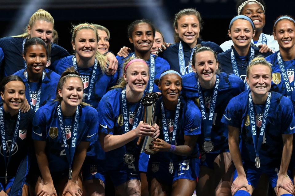 The U.S. women's soccer team, pictured at the 2023 SheBelieves Cup soccer match, is one of USA TODAY's Women of the Year honorees.