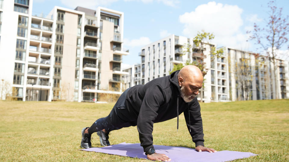 A man performing a push-up