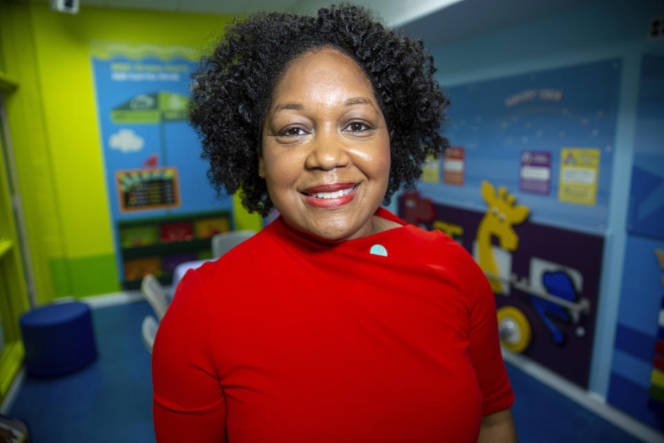 Commissioner of the New York City Department of Correction Lynelle Maginley-Liddie is photographed in the newly opened preschool play and learn hub for inmate mothers and visiting children in the Rose M. Singer Center at the Rikers Island jail complex in the Bronx borough of New York, on Tuesday, May 7, 2024. (AP Photo/Ted Shaffrey)