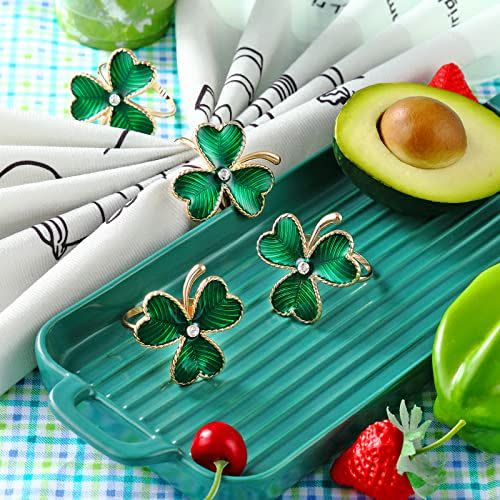 11) Green Clover Napkin Rings (Set of 12)