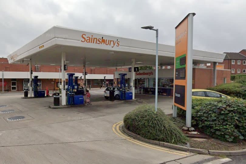 Street view of Sainsbury's petrol station in Greenclose Lane, Loughborough