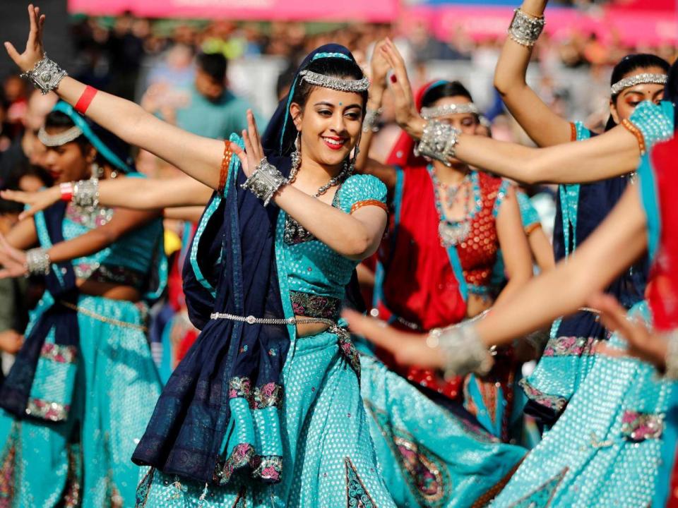 Dancers perform a traditional Indian dance during the Diwali festival of light celebrations, in Trafalgar Square (Reuters)