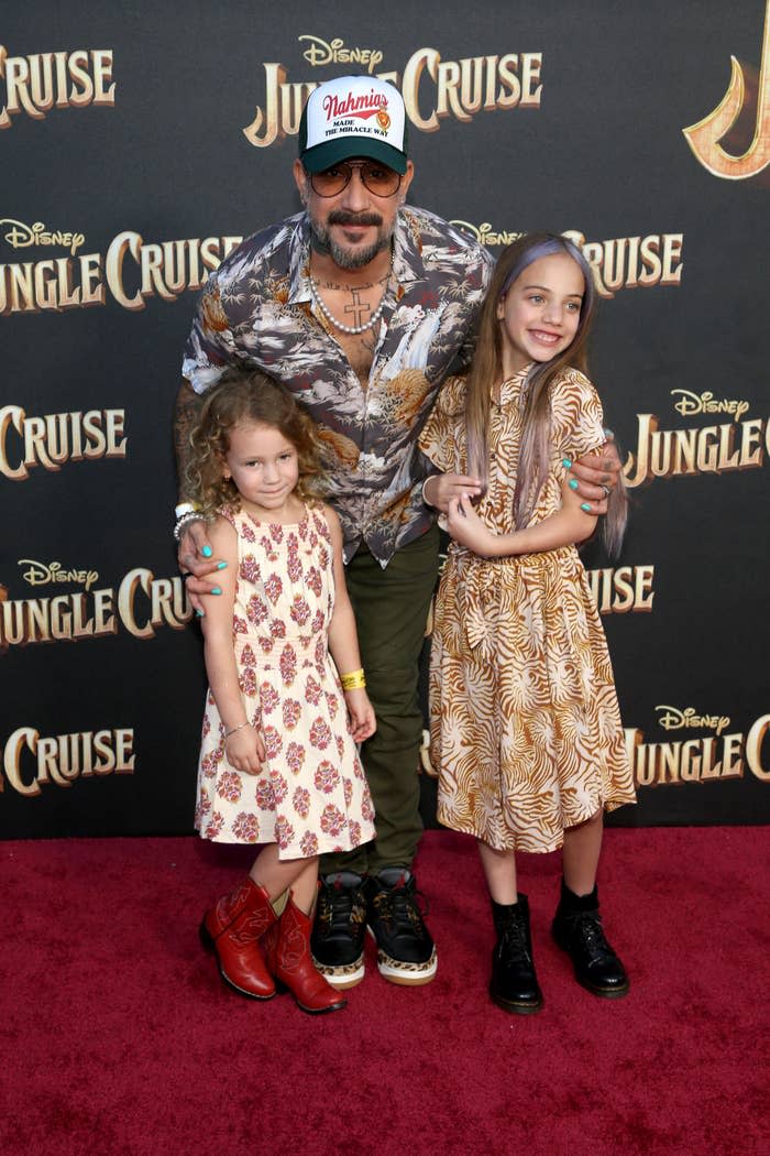 AJ McLean on the red carpet with his two daughters