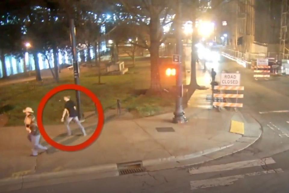 Riley Strain is seen stumbling in CCTV footage close to where he was last seen (KSHB)