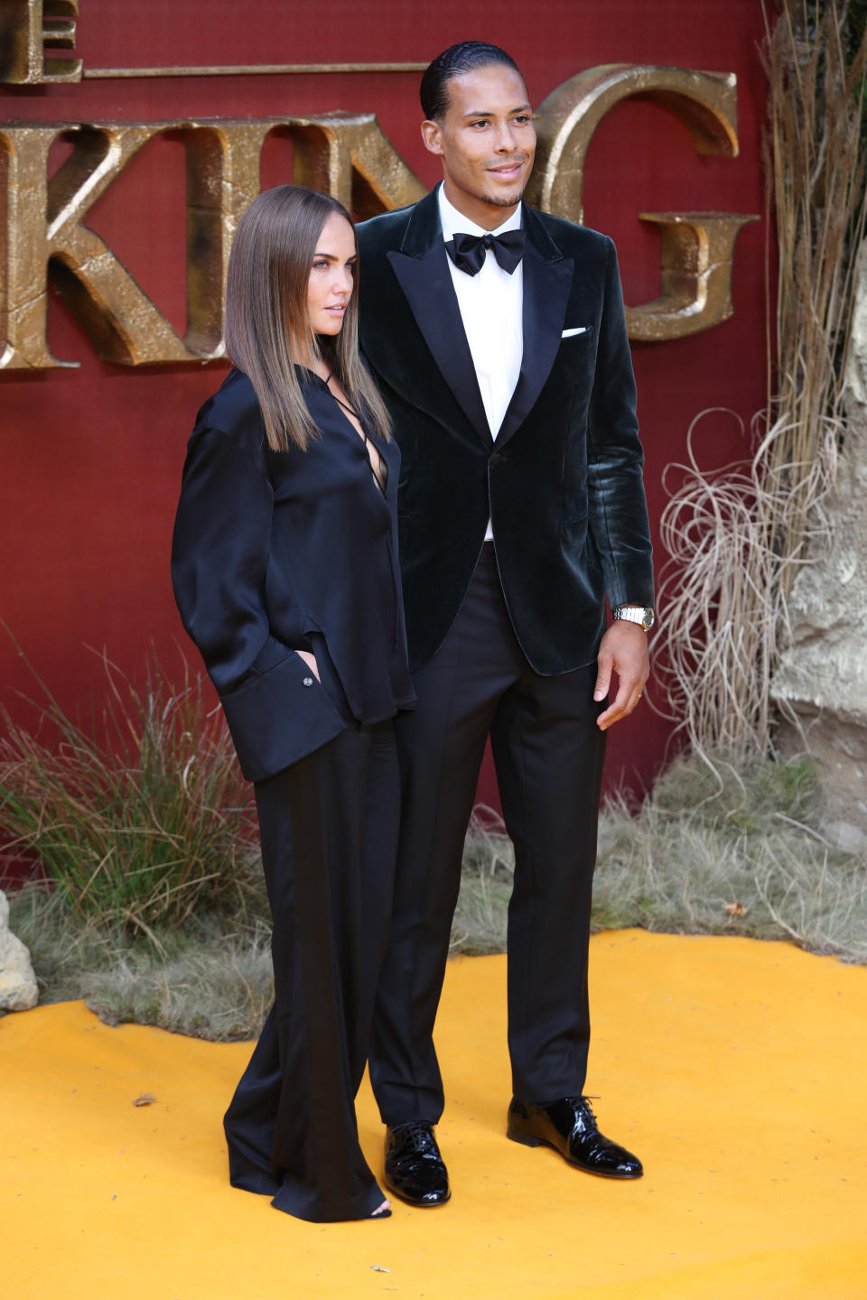 Virgil van Dijk and partner attend the European Premiere of Disney's The Lion King at the Odeon Leicester Square, London.