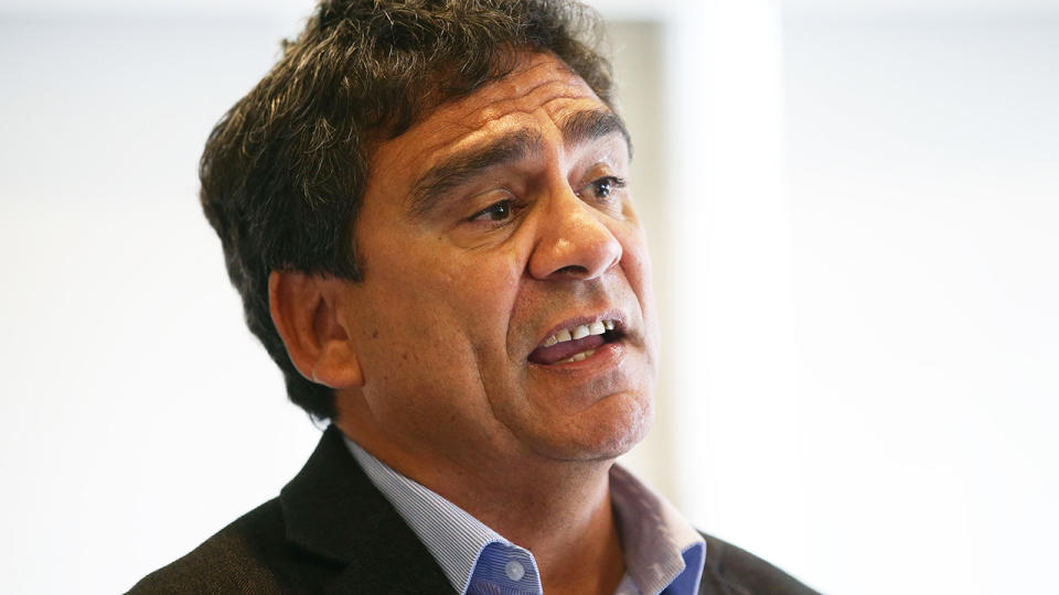 Former Australian rugby player Gary Ella is pictured during a press conference.