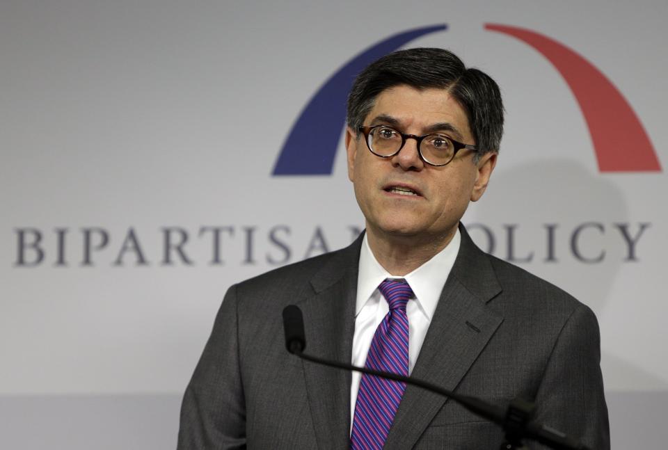 United States Secretary of the Treasury Jack Lew speaks at the Bipartisan Policy Center in Washington February 3, 2014. REUTERS/Gary Cameron (UNITED STATES - Tags: POLITICS BUSINESS)