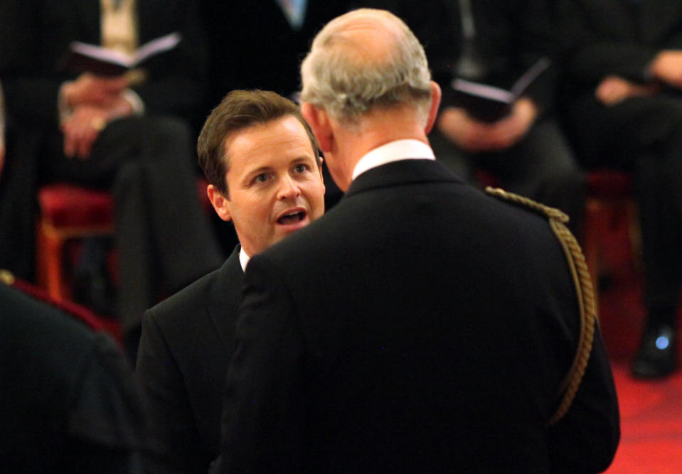 TV presenter Declan Donnelly is made an OBE by the Prince of Wales during an Investiture ceremony at Buckingham Palace, London.
